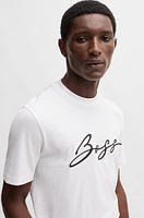 BOSS - Cotton-jersey regular-fit T-shirt with script logo White