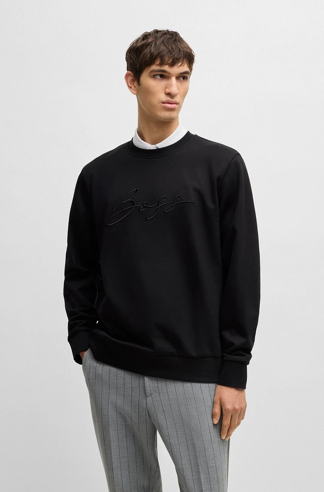 Cotton-terry relaxed-fit sweatshirt with script logo