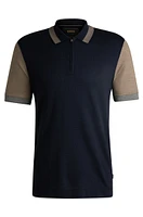 Cotton-silk polo shirt with contrast details