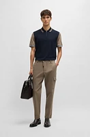 Cotton-silk polo shirt with contrast details