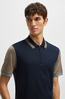 Cotton-silk polo shirt with contrast details