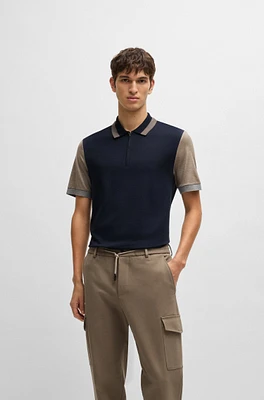 Cotton-silk polo shirt with contrast details