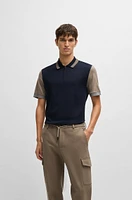 Cotton-silk polo shirt with contrast details