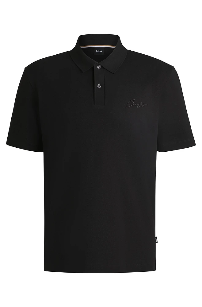 Mercerized-cotton polo shirt with script logo