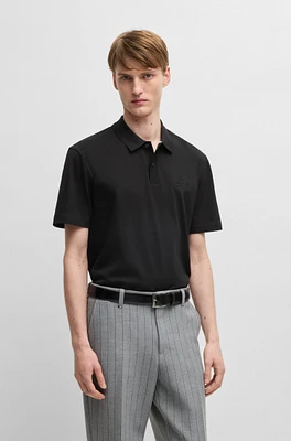 Mercerized-cotton polo shirt with script logo