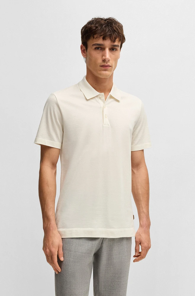 Cotton-silk polo shirt with two-tone effect