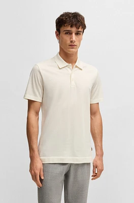 Cotton-silk polo shirt with two-tone effect