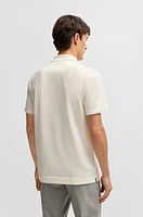 Cotton-silk polo shirt with two-tone effect