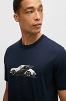 Porsche x BOSS mercerized-cotton T-shirt with collaborative branding