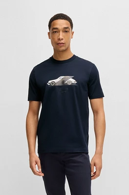 Porsche x BOSS mercerized-cotton T-shirt with collaborative branding