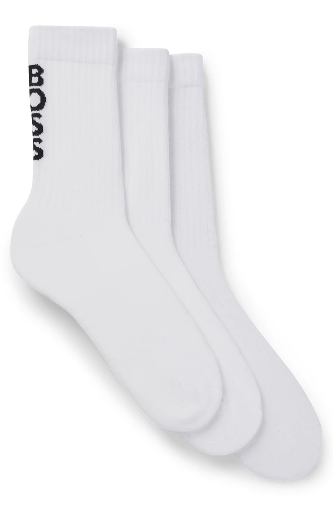 Three-pack of ribbed short socks with logo details