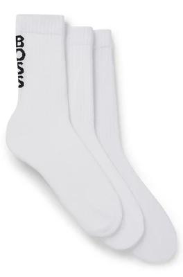 BOSS - Three-pack of ribbed short socks with logo details - Patterned