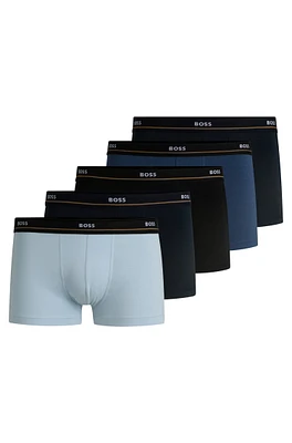 Five-pack of stretch-cotton trunks with logo waistbands