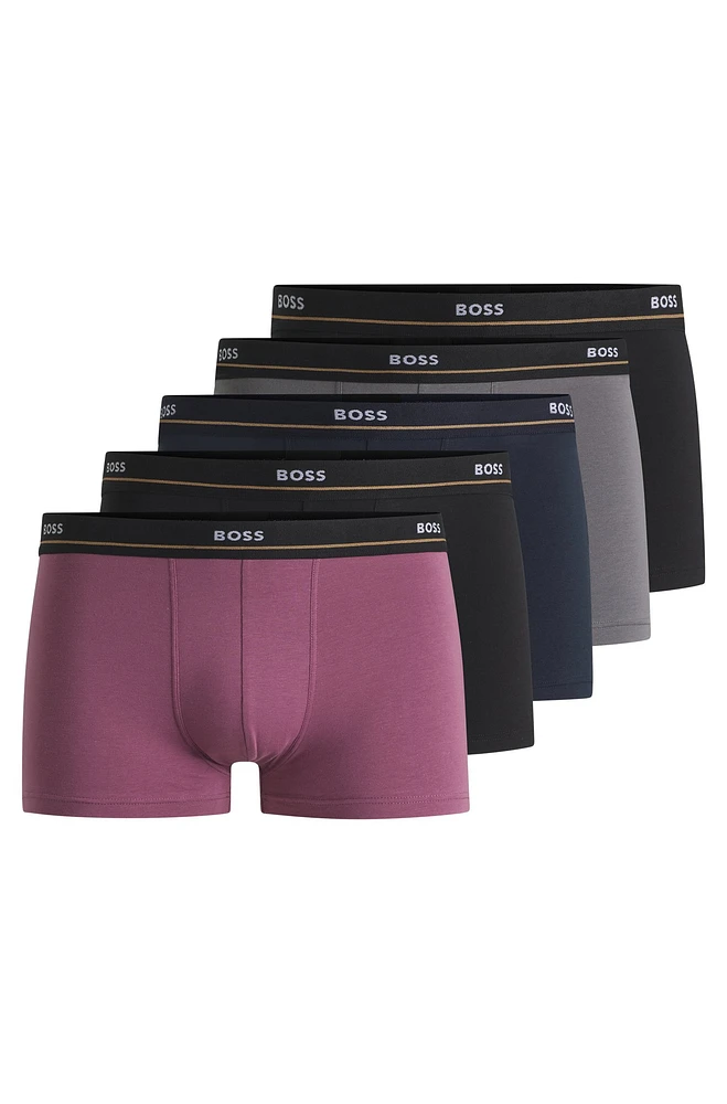 Five-pack of stretch-cotton trunks with logo waistbands