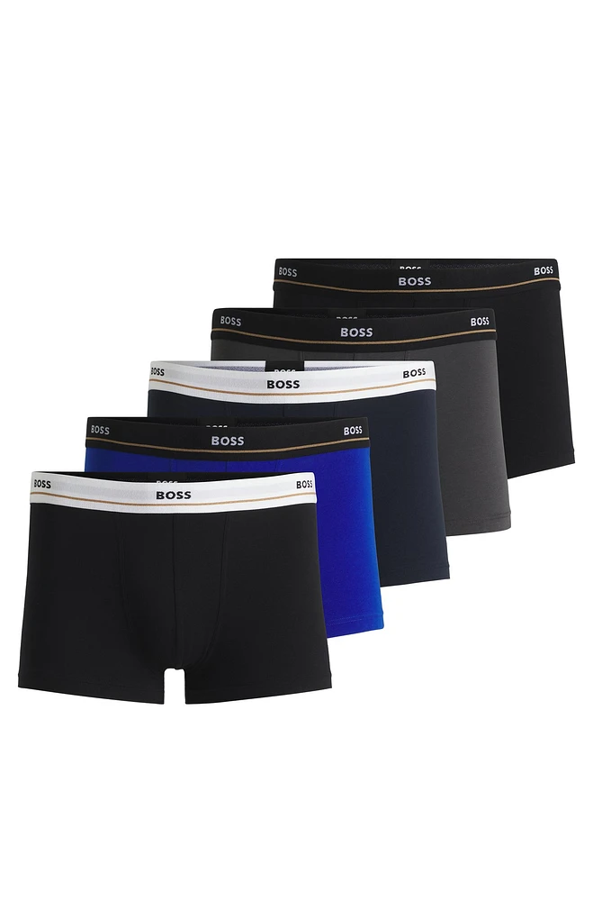 Three-pack of stretch-cotton trunks with logo waistbands