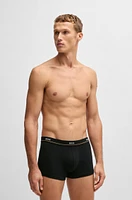 Three-pack of stretch-cotton trunks with logo waistbands