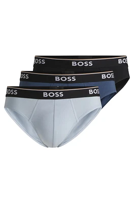 Three-pack of stretch-cotton briefs with logo waistbands