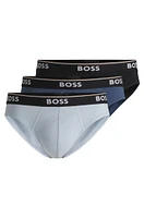 Three-pack of stretch-cotton briefs with logo waistbands