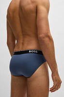 Three-pack of stretch-cotton briefs with logo waistbands