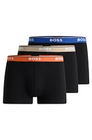 Three-pack of stretch-cotton trunks with logo waistbands