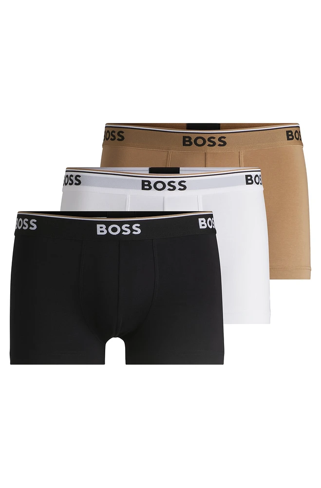 Three-pack of stretch-cotton trunks with logo waistbands