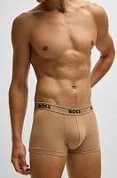 Three-pack of stretch-cotton trunks with logo waistbands