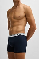 BOSS - Three-pack of stretch-cotton boxer briefs with logo waistbands Patterned