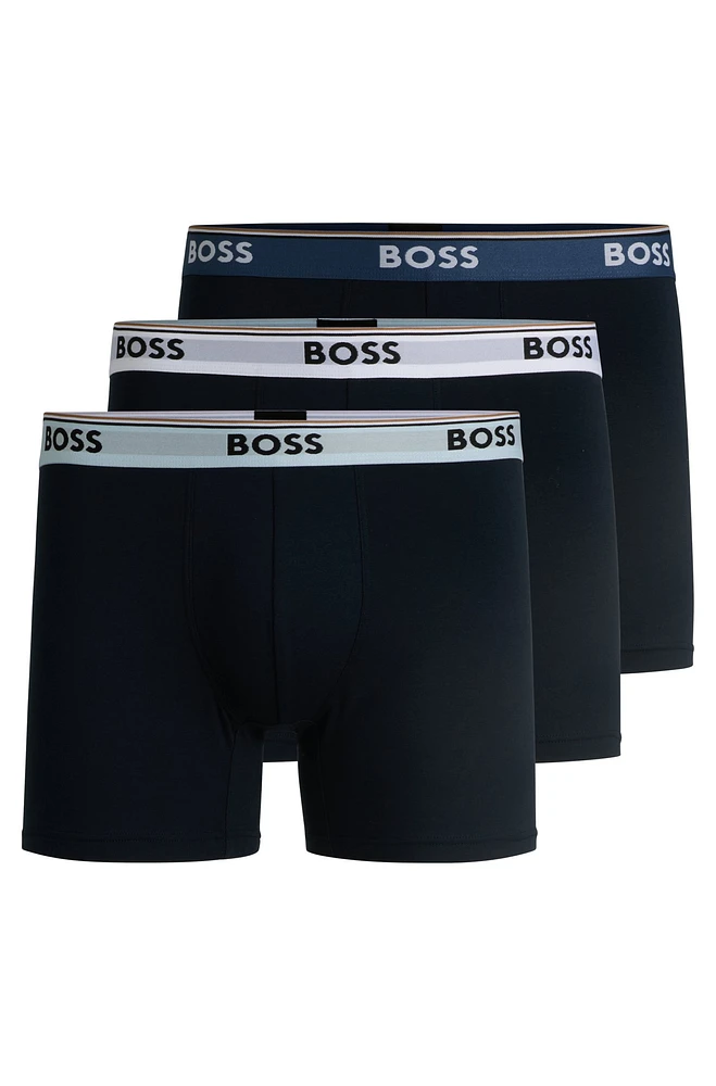 Three-pack of stretch-cotton boxer briefs with logos