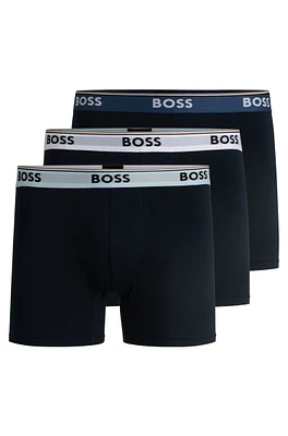 Three-pack of stretch-cotton boxer briefs with logos