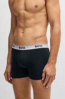 Three-pack of stretch-cotton boxer briefs with logos