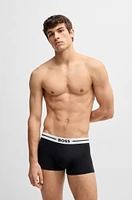 Three-pack of stretch-cotton plain and monogrammed trunks
