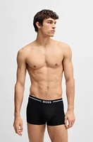 Three-pack of stretch-cotton plain and monogrammed trunks