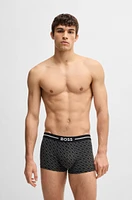 Three-pack of stretch-cotton plain and monogrammed trunks