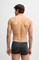Three-pack of stretch-cotton plain and monogrammed trunks