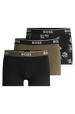 Three-pack of logo-waistband trunks stretch cotton