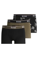 Three-pack of logo-waistband trunks stretch cotton