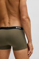 Three-pack of logo-waistband trunks stretch cotton