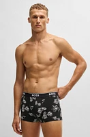 Three-pack of logo-waistband trunks stretch cotton