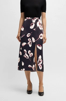 Satin maxi skirt with tulip print