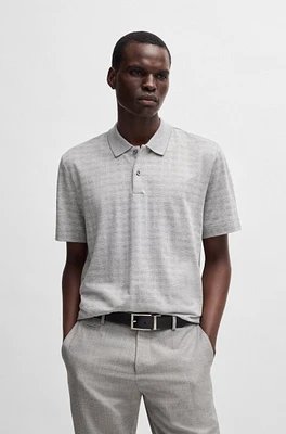 Relaxed-fit polo shirt cotton-silk checked jacquard