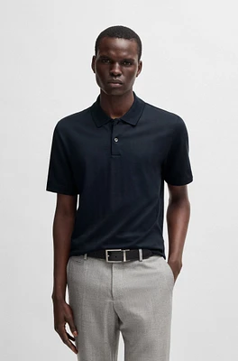 Relaxed-fit polo shirt cotton-silk checked jacquard