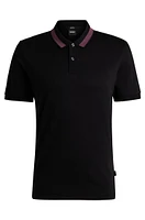 Mercerized-cotton slim-fit polo shirt with collar stripe