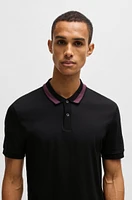 Mercerized-cotton slim-fit polo shirt with collar stripe