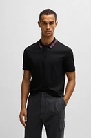 Mercerized-cotton slim-fit polo shirt with collar stripe