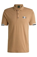 Mercerized-cotton polo shirt with signature stripes