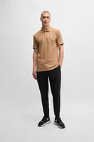 Mercerized-cotton polo shirt with signature stripes