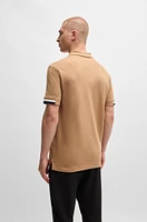 Mercerized-cotton polo shirt with signature stripes