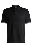 Mercerized-cotton regular-fit polo shirt with stripe trims