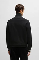 BOSS - Mercerized-cotton regular-fit sweatshirt with stripe cuffs Black