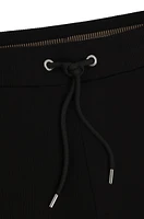 BOSS - Mercerized-cotton tracksuit bottoms with stripe waistband Black